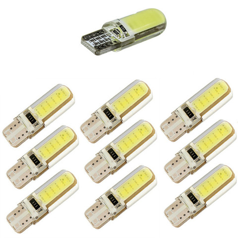 10pcs T10 W5W Silicone Case 12 Chips COB LED Car Wedge Interior Dome Reading Light Auto Parking Bulbs Turn Side Lamps DC12V ► Photo 1/6