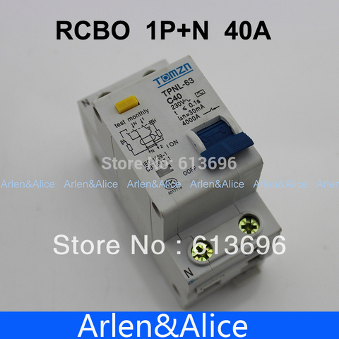 DPNL 1P+N 40A 230V~ 50HZ/60HZ Residual current Circuit breaker with over current and Leakage protection RCBO ► Photo 1/1