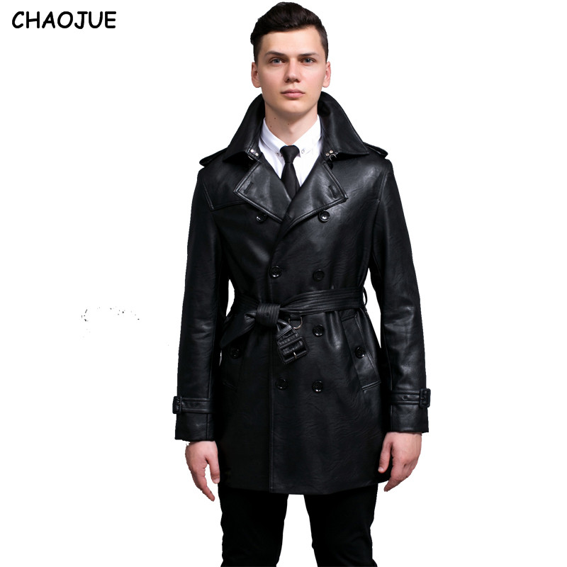 Mens Double Ted Leather Coats Uk, Mens Mid Length Trench Coat Uk