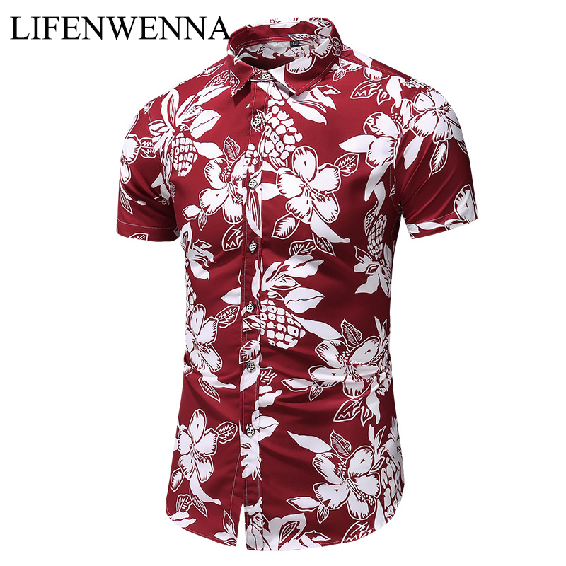 Clothing Square Fashion Shirt Beautiful Flowers Printing Casual Long-sleeved Shirts Slim Fit Asian size 