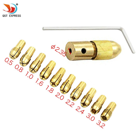 12pcs Mini Drill Brass Collet Chuck for qstyxpress Rotary Tool Including 0.5 0.8 1.0 1.6 1.8 2.0 2.2 2.4 3.0 3.2mm ► Photo 1/2