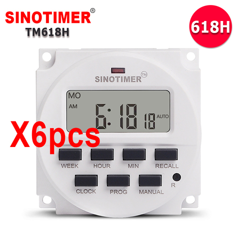 Wholesales 6PCS/Lot TM618H Voltage Output Digital Time Relay 7 Days Weekly Programmable Timer Switch 220V for Lights ► Photo 1/5