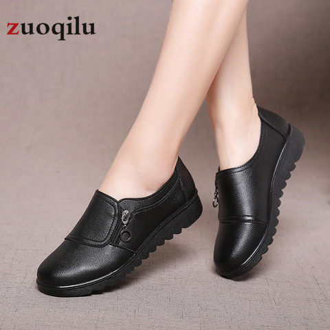 women shoes 2022 women flats shoes pu leather platform flat shoes zipper female casual shoes chaussures femme ► Photo 1/6