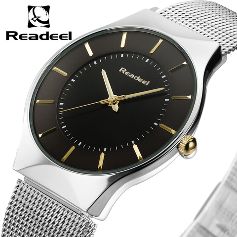 Men's Watches Stainless Steel Band Mesh Analog Quartz Wrist Watch Ultra Thin Dial Luxury Watch Men clock male reloj hombre ► Photo 1/1