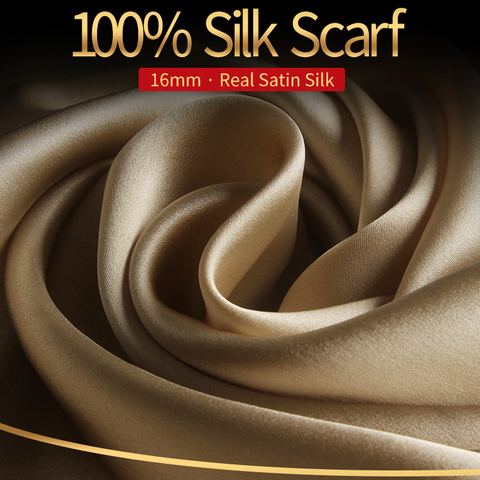 100% Real Silk Scarf Women Bufanda,Hangzhou Silk Shawls,Wraps for Lady Solid Neckerchief Natural Silk Satin Scarf Foulard Femme ► Photo 1/6