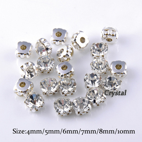 SS12-SS40 Crystal Glass Stones silver Claw Cup Rhinestones Strass Stones And Crystals Sewing Rhinestones For Clothes DIY Fabric ► Photo 1/6