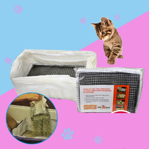 Reusable Pet Cat Feces Filter Net Cats Litter Sifting Tray Elastic Kitten Poop Strainer Cat Litter Box Liners Litters Scoop Bag ► Photo 1/6