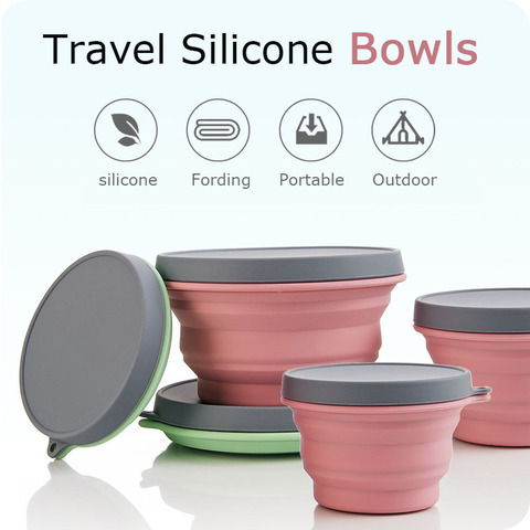 Vanzlife portable travel silicone folding bowl multi-function anti-fall outdoor retractable picnic bowl lunch box ► Photo 1/6