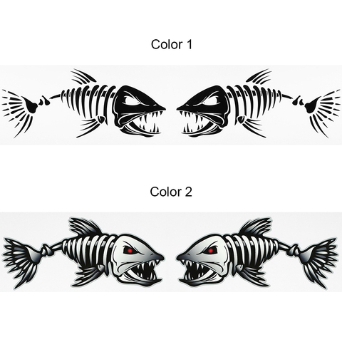 2 Pcs Skeleton Fish Bones Vinyl Decal Sticker Kayak Fishing Boat Car  Graphics