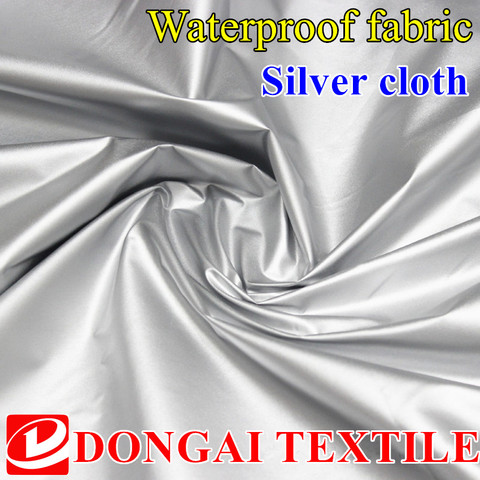 size 1*1.5 meter width 190Tpolyester taffeta lightweight fabric silver coating fabric for car cover and tent waterproof fabric ► Photo 1/6