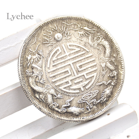 Lychee Life 1 Piece Antique Feng Shui Chinese Double Dragons Bead Lucky Coins Auspicious Coin ► Photo 1/6