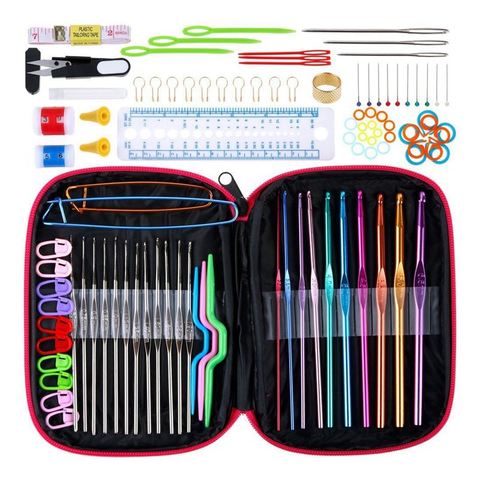 NEW-100pcs Crochet Hooks Set Knitting Tool Accessories with Leather Case ► Photo 1/6