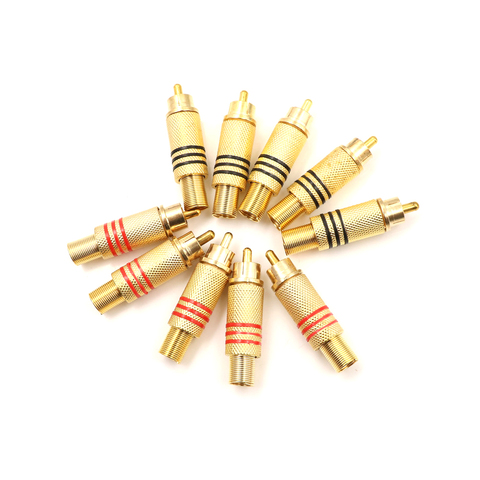 10PCS/Lot Gold Red Black Metal Spring RCA Connector Male Jack Plug AV Plugs For PC Audio Vedio Welding DIY Parts ► Photo 1/6