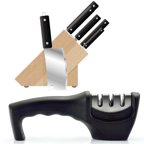 Knife Sharpener Stainless Steel 3 Stages Professional Kitchen Tool Sharpening Stone Grinder Knives Whetstone Diamond Sharpener ► Photo 1/6