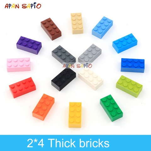 40pcs DIY Building Blocks Thick Figures Bricks 2x4 Dots Educational Creative Size Compatible With lego Plastic Toys for Children ► Photo 1/6