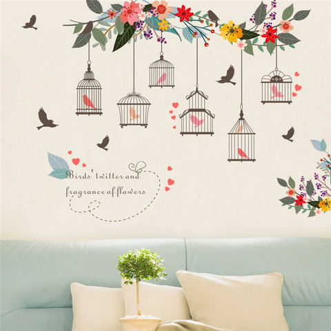 Art Bird Cage Wall Sticker Family Wall Decal Home Decoration Bedroom living room