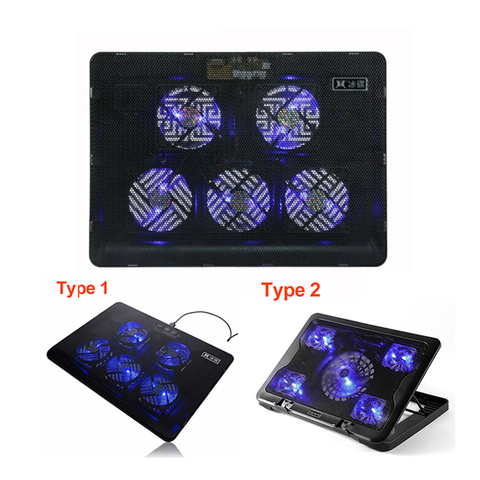 DC 5V LED 5 Fan Cooling Pad Cooler Laptop Cooling Pad Fan USB Port Cooling Stand Holder Cooler Radiator Notebook 14
