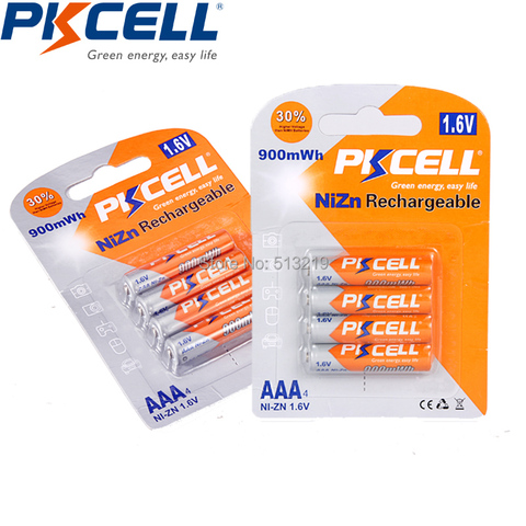 8pcs/2card PKCELL NIZN batteries 1.6V  AAA 900MWH Rechargeable battery NI-ZN batteria aaa batteries ► Photo 1/3