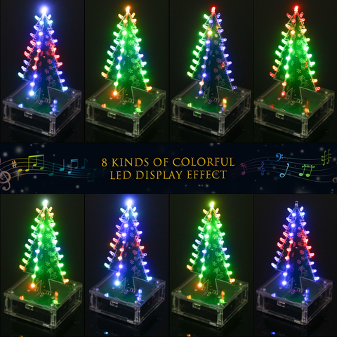 DIY Christmas Tree kit Colorful Easy Making LED Light Acrylic Christmas Tree with Music Electronic Learning Kit Module ► Photo 1/6