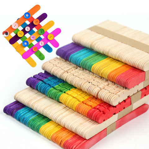 50pcs Natural/colorful Ice Cream Sticks Popsicle Stick Crafts DIY