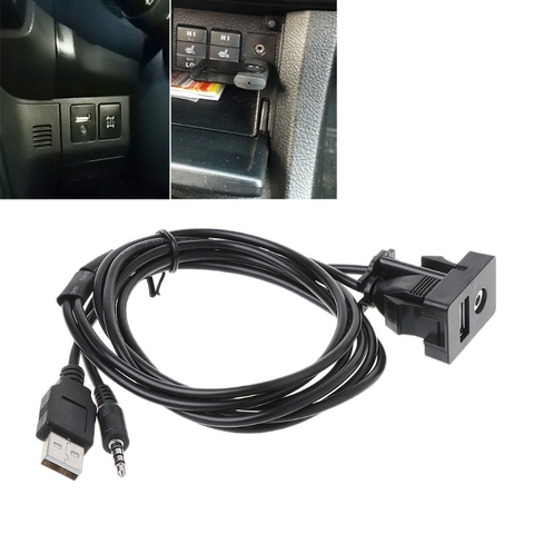 2022 New High Quality 1 Pc Auto Car 3.5mm AUX USB Extension Cable Panel Headphone Male Jack Flush Mount Adapter ► Photo 1/6