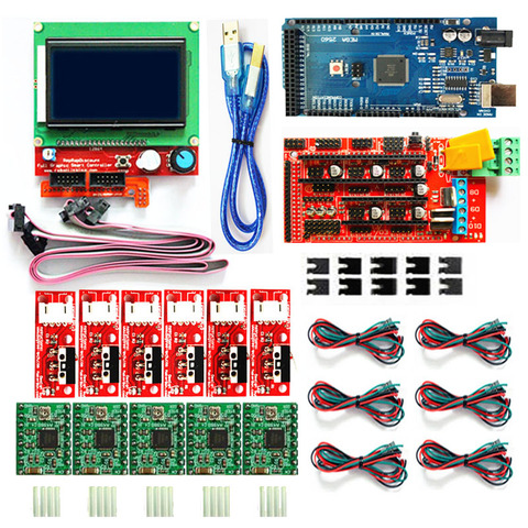 CNC 3D Printer Kit for Arduino Mega 2560 R3 + RAMPS 1.4 Controller + LCD 12864 + 6 Limit Switch Endstop + 5 A4988 Stepper Driver ► Photo 1/6