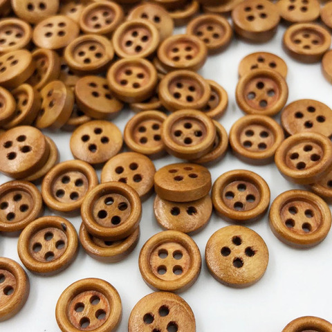 100pcs 8mm Mini Brown Wood Buttons 4 Holes Craft Clothe Sewing Decor Button WB532 ► Photo 1/1