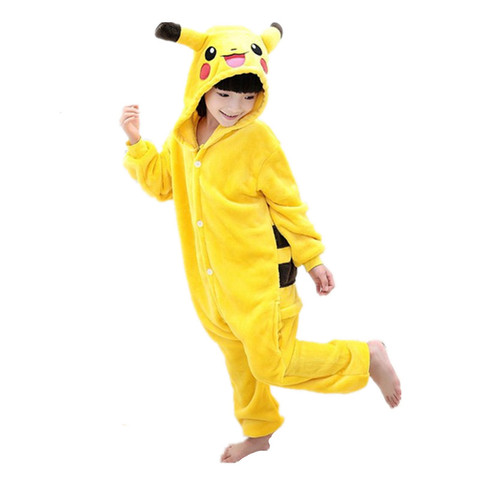 Buy Online Children Kigurumi Pokemon Pikachu Cosplay Costume Kids Onesies Pajamas For Halloween Carnival New Year Party Alitools