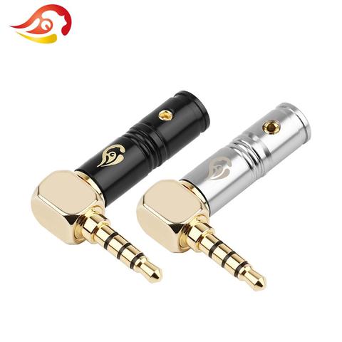 QYFANG 3.5mm Plug Audio Jack 4 Poles Earphone Splice Adapter Stereo HiFi Headphone 90 Degree Bend Soldering Line Wire Connector ► Photo 1/6