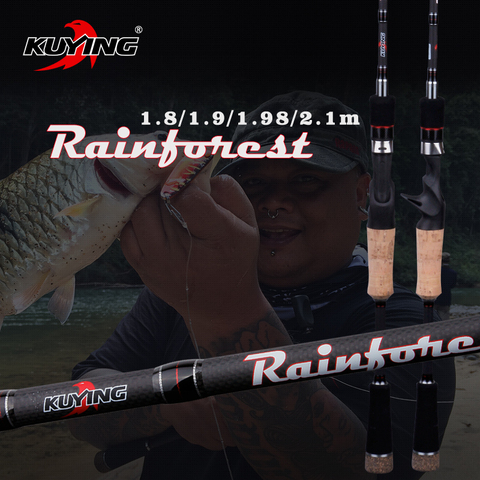 KUYING Rainforest 1.8m 1.9m 1.98m 2.1m Casting Spinning Lure Fishing Rod Pole Cane Soft Medium Carbon Fast Action 2 Sections ► Photo 1/5