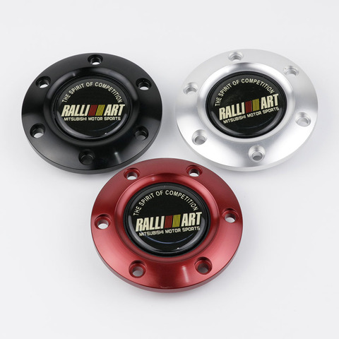 Car Styling Black Ralliart Racing Car Steering Wheel Horn Button Speaker Control Cover  + Aluminum Black/Red/Silver Edge ► Photo 1/6