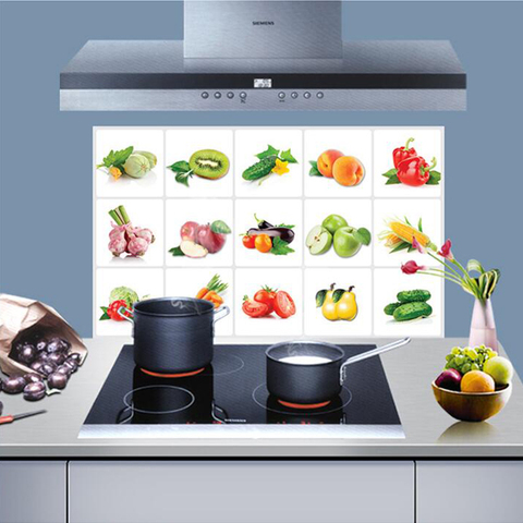 3D Fruit Tile Oil-proof Wall Stickers Kitchen Heat-resistant Wall Decal Home Decor Bathroom Waterproof Protection Film Art Mural ► Photo 1/6