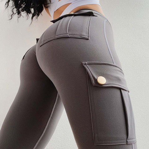 SALSPOR Women Yoga Pants High Waist Military Style Sport Leggings Gym Slim Fit Pocket Sweatpants Outdoor Running Fitness Pants ► Photo 1/6