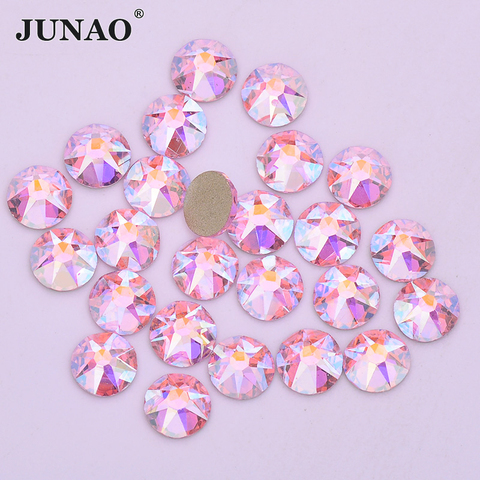 Pink Rhinestones Flatback Round Glass Gems Strass Hotfix Crystals