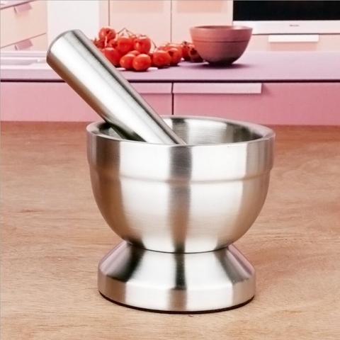 1Pc Stainless Steel Mortar and Pestle Pedestal Bowl Kitchen Garlic Pugging Pot-Spice Grinder Mortar and Pestle Set(00001) ► Photo 1/1