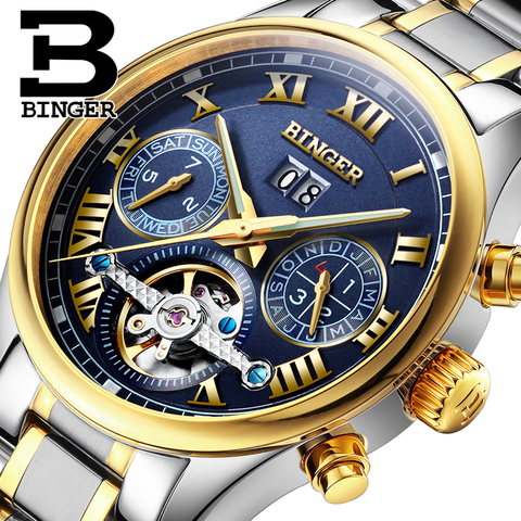 Switzerland BINGER Men's watch luxury brand Tourbillon sapphire luminous multiple functions Mechanical Wristwatches B8602-7 ► Photo 1/1