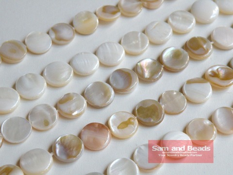 Wholesale!!! (1 Strands) 11mm  White Natural Mother of Pearl Shell Coin Beads Approx 39CM Per Strand ► Photo 1/2