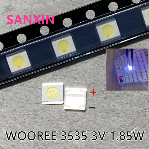 FOR Original WOOREE LED light-emitting Light Beads Cool white 3535 3V 1.85W 100 pcs LED LCD TV Backlight for Application ► Photo 1/2