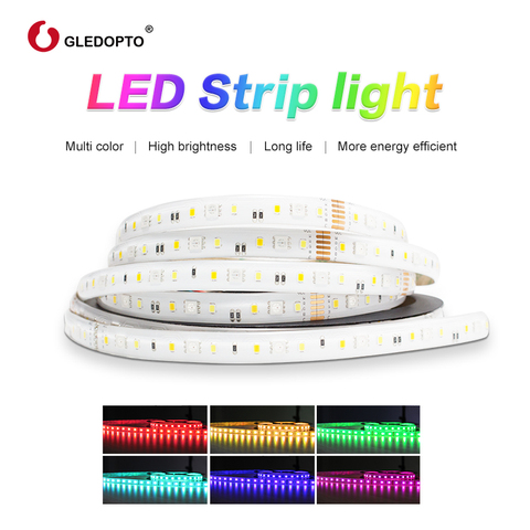 GLEDOPTO  RGB+CCT white LED strip light rgb ww/cw DC24V 5m ip65 waterproof ip20 not waterproof rgb light SMD 5050 SMD 2835 ► Photo 1/6