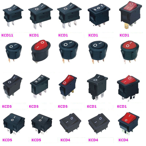 10pcs Red Black Illuminated 12v Rocker Switch 20 Amp DC Round Light 12 V Volt Kit Car 2 Pin 3 Pin Boat Type Power Button Switch ► Photo 1/6