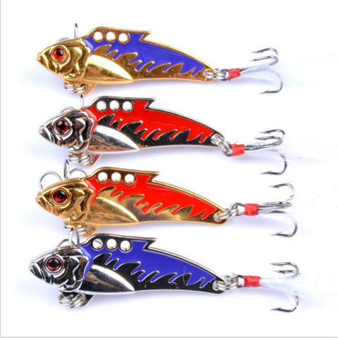 1 PCS Metal VIB Sequins 8g/5cm Fishing Lure Bait Vibration Spinner Spoon Lure Lifelike Hard Baits with Feather Bass Fishing Tool ► Photo 1/6