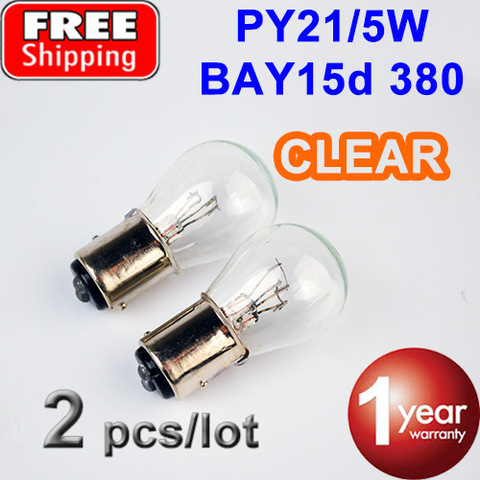 flytop (2 Pieces/Lot) 380 P21/5W S25 BAY15d Clear Glass 12V21/5W Offset Car Tail Lamp Stop Indicator Bulb ► Photo 1/6