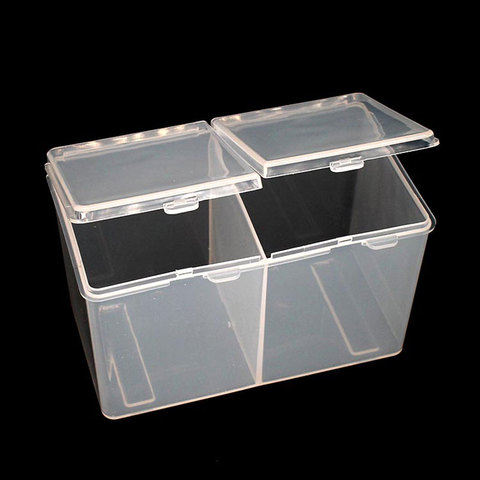 Twin Well Empty Grids Portable Storage Case Wipe Pads Cotton Swab Rods Makeup Tools Container ► Photo 1/6