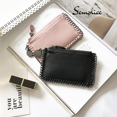 Genuine Leather Purse Simple Chain Mini Women Wallets Multi-Card Wallet Small Zipper Lovely Coin Card Holder High Quality Clutch ► Photo 1/4