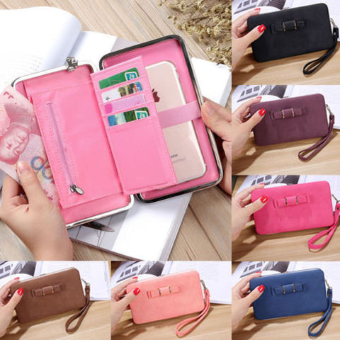 Women Clutch Leather Wallet Long Card Holder Phone Bag Case Purse lady  Handbags