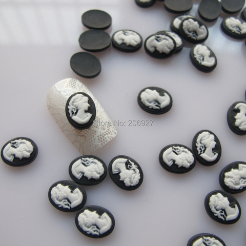RC154 30pcs Cute Black Cameo Shape Nail Resin Decoration Outlooking ► Photo 1/2