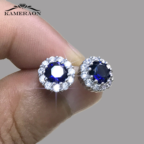women's Earrings Chamomile Dorea Fashion Geometry Studs Zirconia Earrings Cute Blue Stone Minimalism Piercing Earrings For Wife ► Photo 1/5