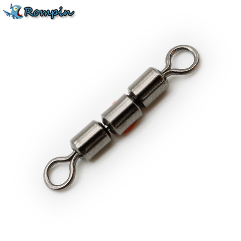 Rompin 10pcs/lot High Speed strength Fishing triple Rolling Swivel Barrel Connector Size2 4 6 8 10 Fishing Tackle Accessories ► Photo 1/1