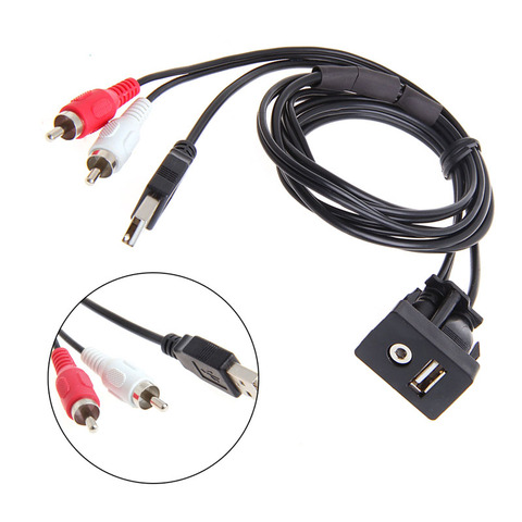 1M 3.5mm USB AUX Stereo Cable Female To 2 RCA Male Car Boat Mot Flush Mount Drop shipping ► Photo 1/5