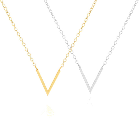 Minimal Stainless Steel V Necklace Women Ketting Gold Color Initial Letter Pendant Charm Choker Collier Femme ► Photo 1/6